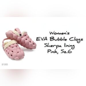 Trendy womens bubble clogs w/Sherpa lining, Sz.6, pink. NWT